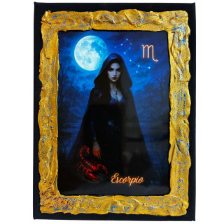 Cuadro signo Escorpio en lienzo decorado a mano Lunátika