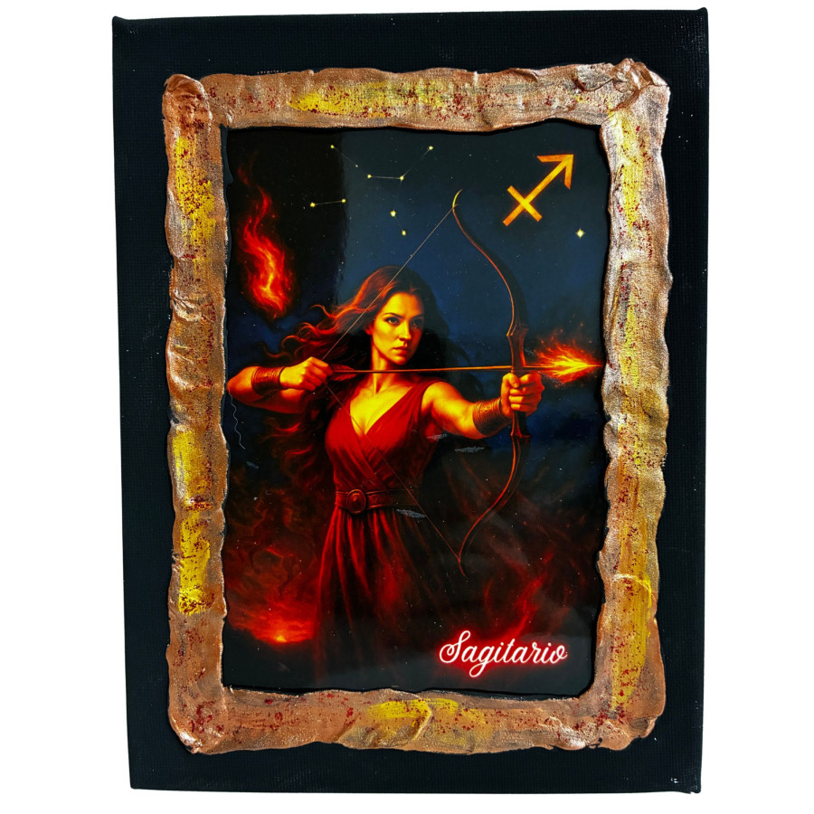 Cuadro Signo Sagitario en Lienzo Decorado a Mano | Lunátika
