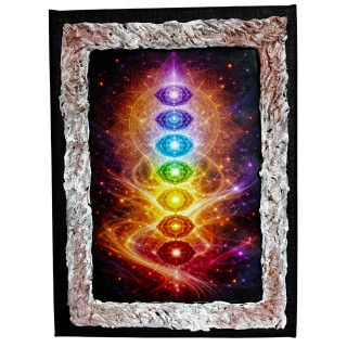 Cuadro energía de los siete chakras con mandala espiritual en lienzo decorado a mano