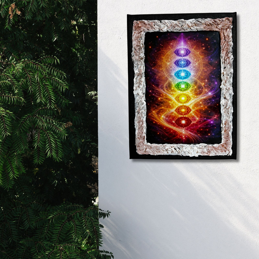 Cuadro energía de los chakras decorado a mano colgado en pared
