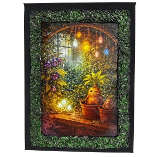 Cuadro jardín mágico en lienzo decorado a mano Lunátika