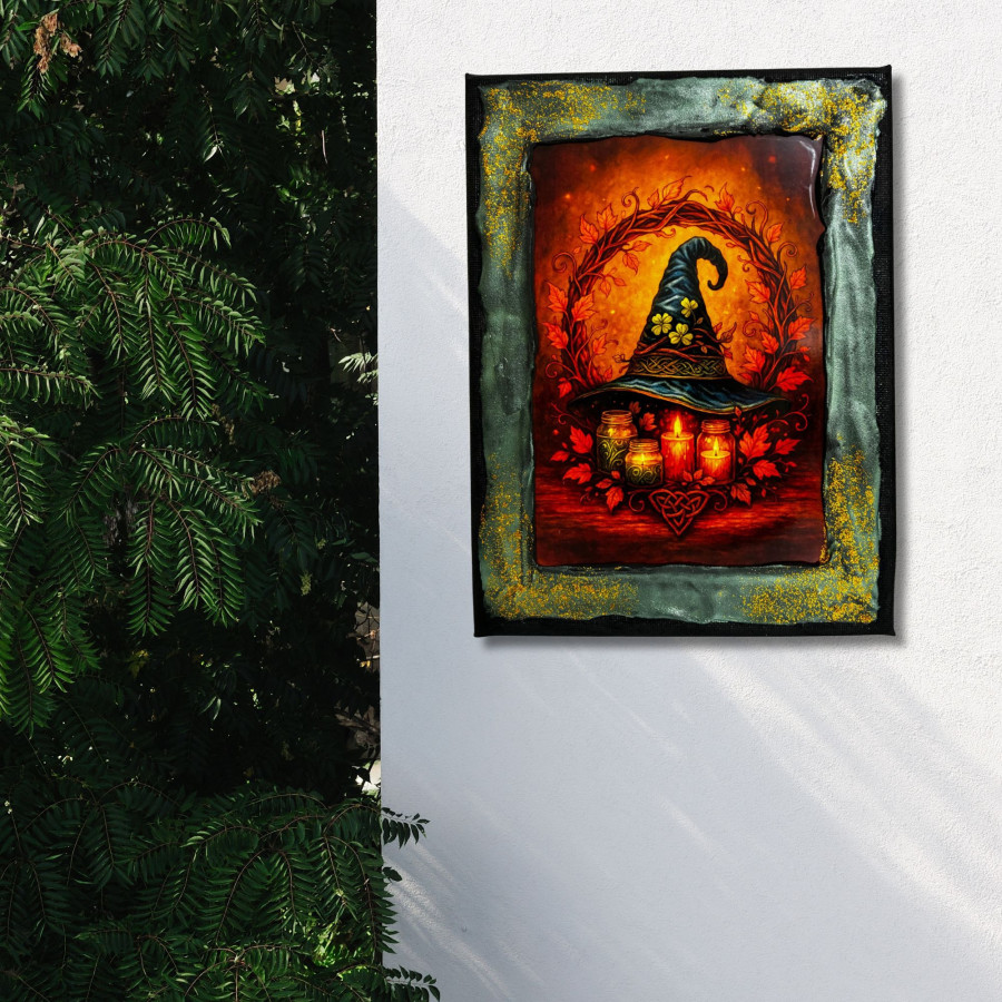 Cuadro Sombrero de Bruja con Velas | Arte Esotérico Lunátika