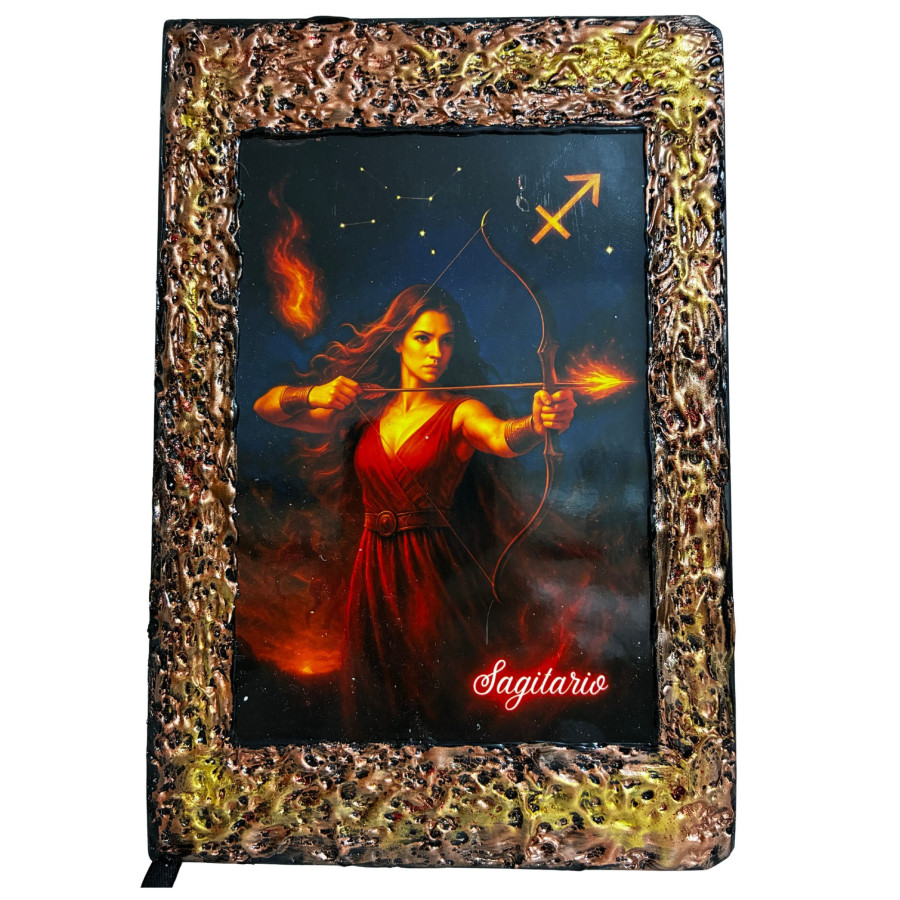 Libreta Sagitario con ilustración del signo zodiacal Sagitario