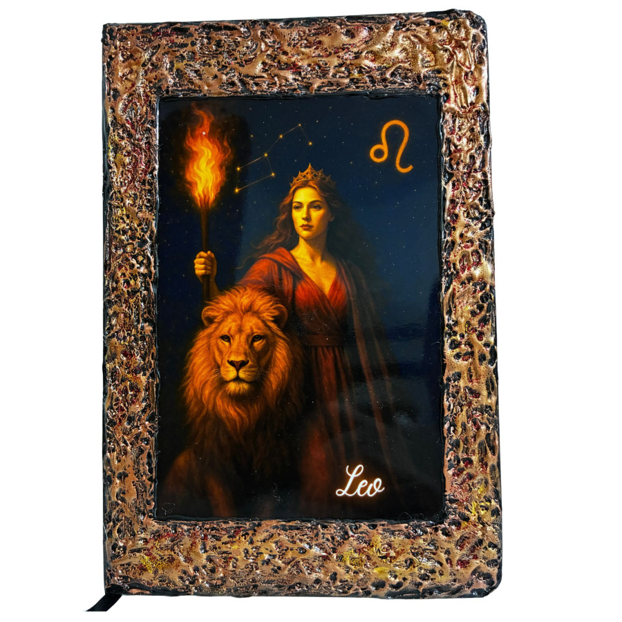 Libreta Leo con ilustración del signo zodiacal Leo