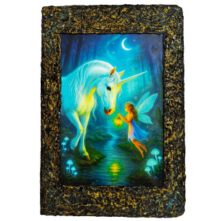 Libreta Hada y Unicornio Mágico con ilustración de hada luminosa y unicornio blanco en bosque encantado