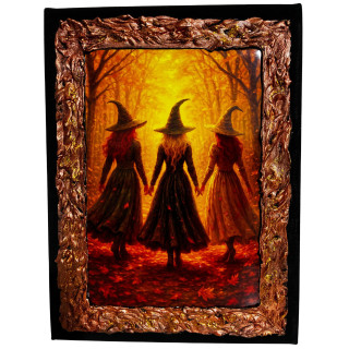 Cuadro tres brujas en lienzo decorado a mano Lunátika