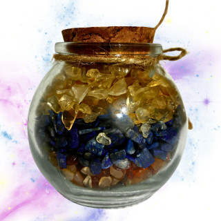 Tarrito de minerales para Sagitario con citrino lapislázuli y cornalina