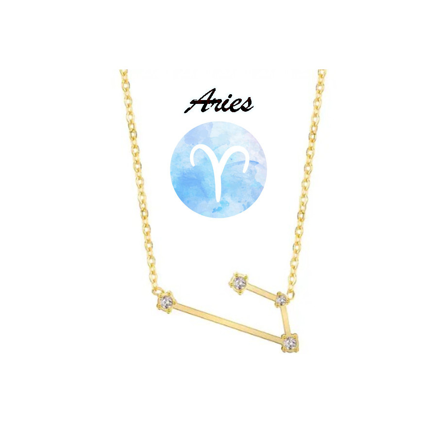 Collar horóscopo Aries en acero dorado
