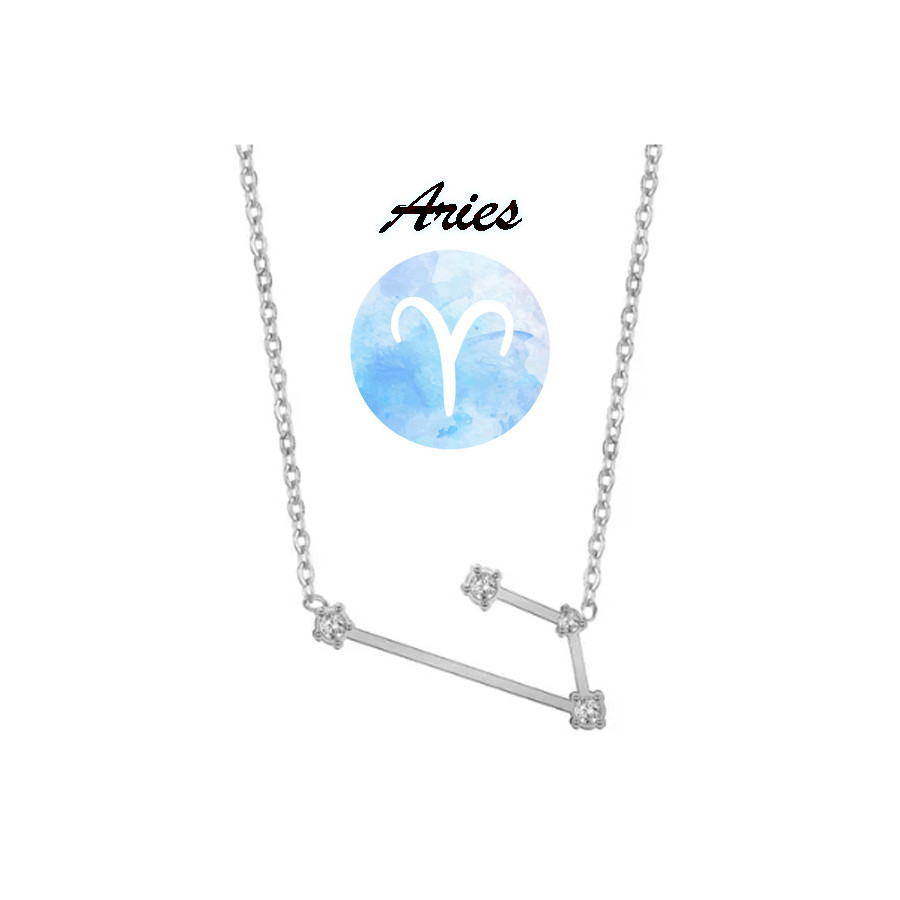Collar horóscopo Aries en acero plateado