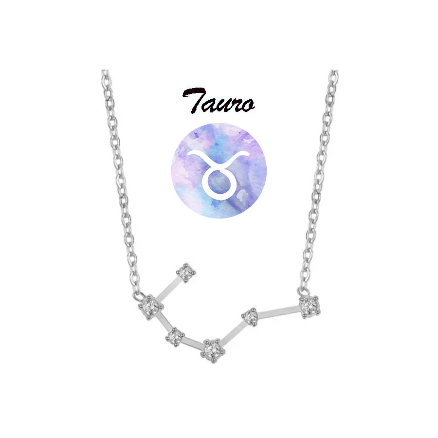 Collar horóscopo Tauro en acero plateado