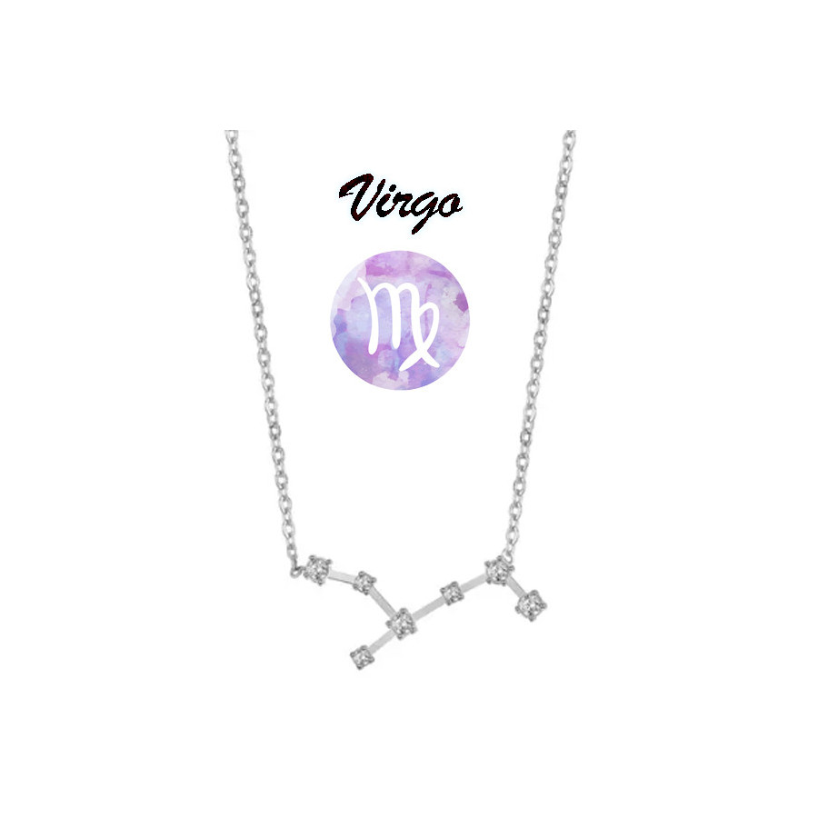 Collar horóscopo Virgo en acero plateado