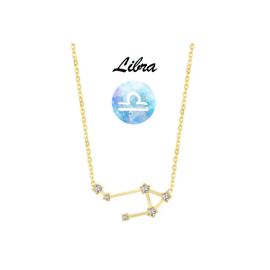 Collar horóscopo Libra en acero plateado