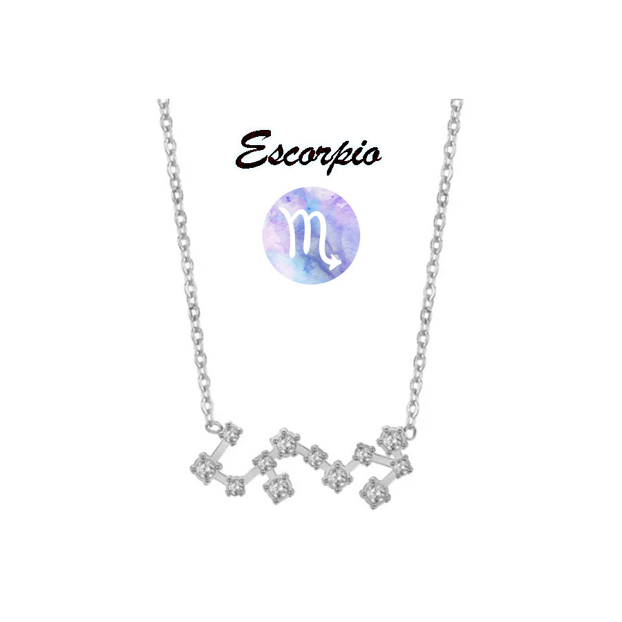 Collar horóscopo Escorpio en acero plateado