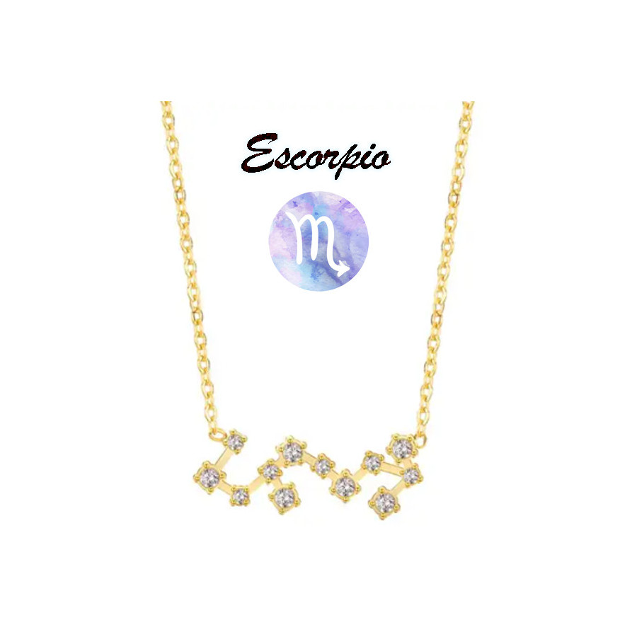 Collar horóscopo Escorpio en acero dorado
