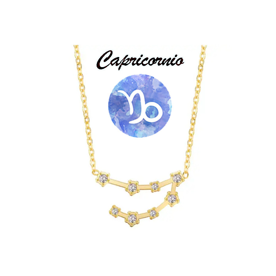 Collar horóscopo Capricornio en acero dorado