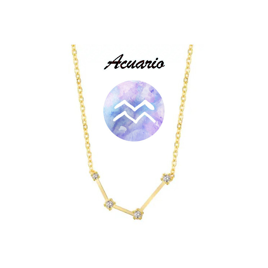 Collar horóscopo Acuario en acero dorado