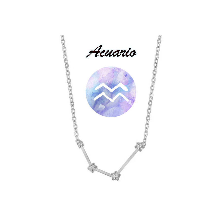 Collar horóscopo Acuario en acero plateado