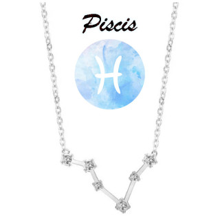 Collar horóscopo Piscis en acero plateado