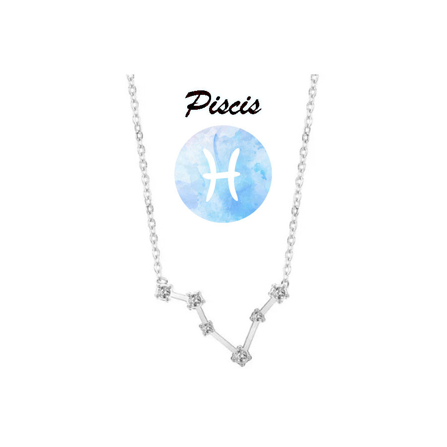 Collar horóscopo Piscis en acero plateado
