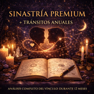 Sinastría Premium con Tránsitos Anuales de Lunátika, estudio astrológico completo del vínculo durante 12 meses