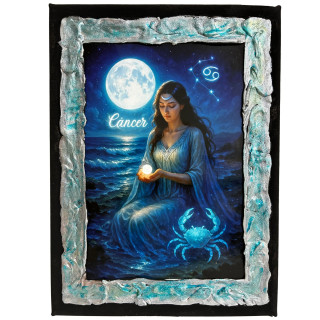 Cuadro signo Cáncer en lienzo decorado a mano Lunátika